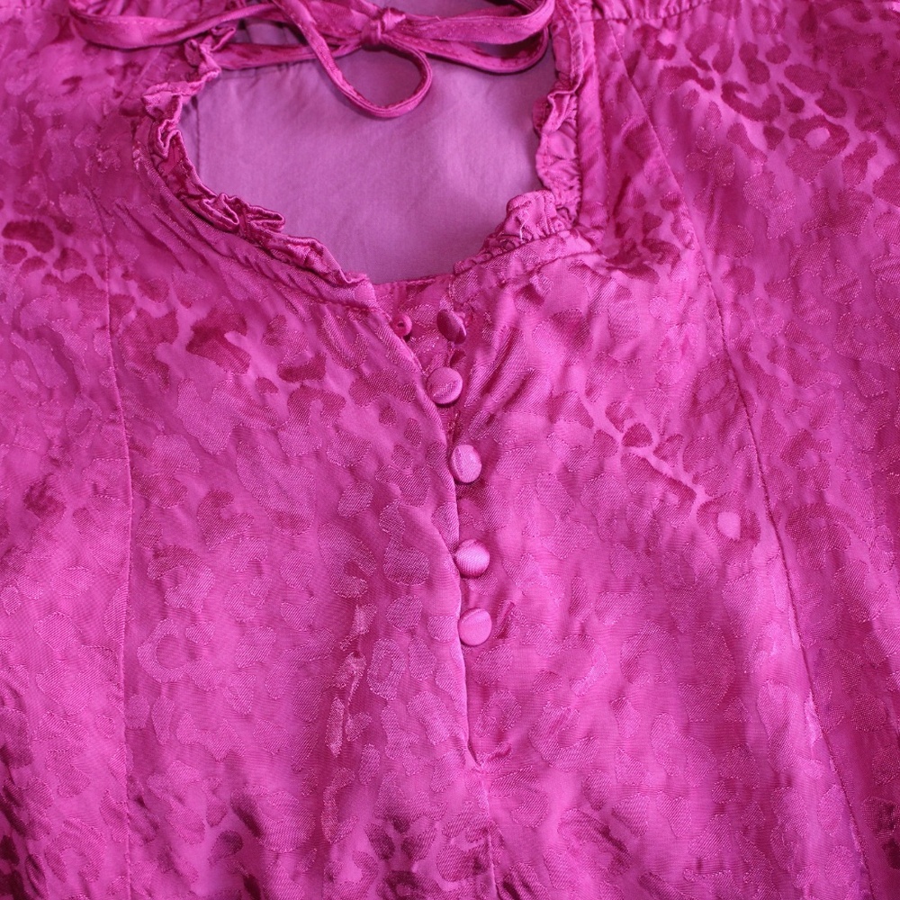 Fuchsia Ruffle-Trim Mini Dress - Picture 6 of 10